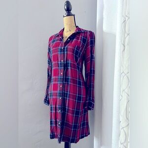 OLD NAVY WOMEN BLUE RED TARTAN PLAID DRESS SIZE M